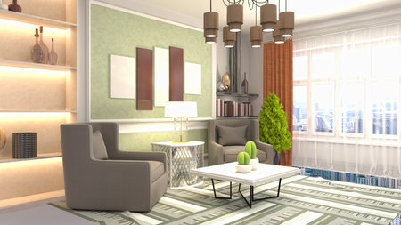Interior of the living room. 3D illustration.の写真素材