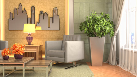 Interior of the living room. 3D illustration.の写真素材