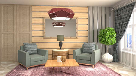 Interior of the living room. 3D illustration.の写真素材