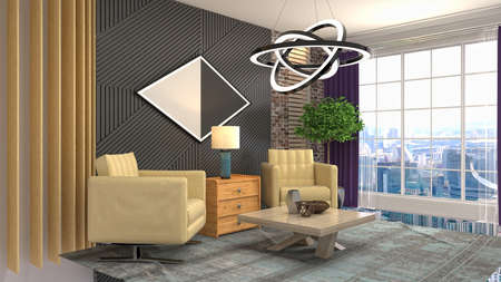 Interior of the living room. 3D illustration.の写真素材