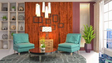 Interior of the living room. 3D illustration.の写真素材