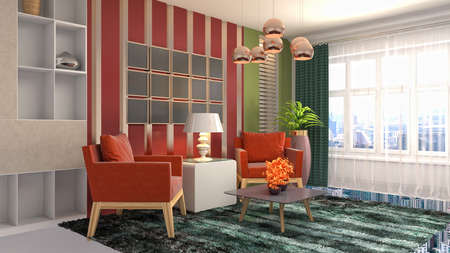 Interior of the living room. 3D illustration.の写真素材