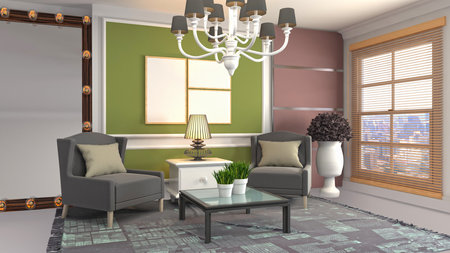 Interior of the living room. 3D illustration.の写真素材