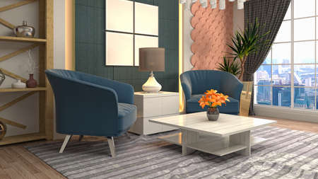 Interior of the living room. 3D illustration.の写真素材