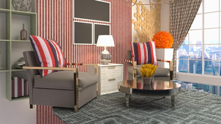 Interior of the living room. 3D illustration.の写真素材