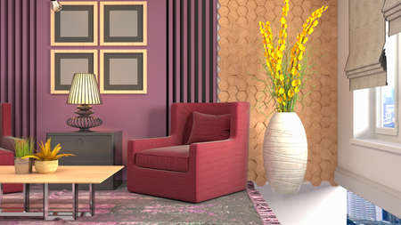 Interior of the living room. 3D illustration.の写真素材