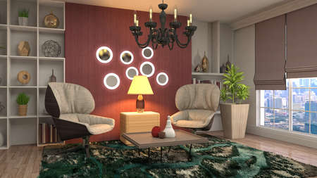 Interior of the living room. 3D illustration.の写真素材