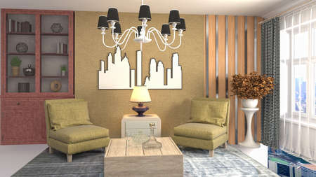 Interior of the living room. 3D illustration.の写真素材