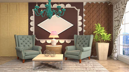 Interior of the living room. 3D illustration.の写真素材