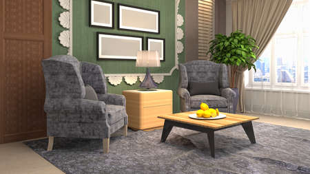 Interior of the living room. 3D illustration.の写真素材