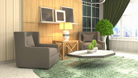 Interior of the living room. 3D illustration.の写真素材