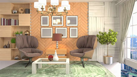Interior of the living room. 3D illustration.の写真素材