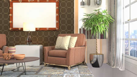Interior of the living room. 3D illustration.の写真素材
