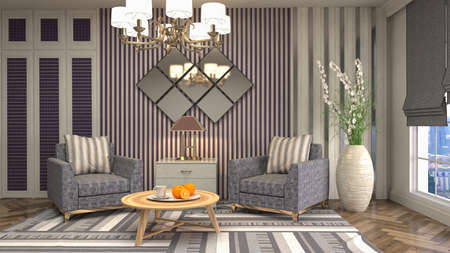 Interior of the living room. 3D illustration.の写真素材