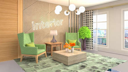 Interior of the living room. 3D illustration.の写真素材