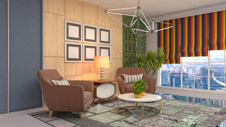 Interior of the living room. 3D illustration.の写真素材