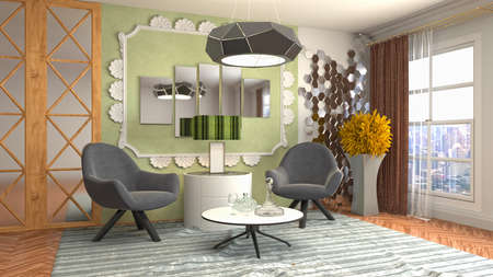 Interior of the living room. 3D illustration.の写真素材