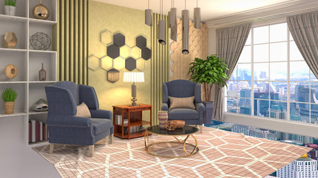 Interior of the living room. 3D illustration.の写真素材
