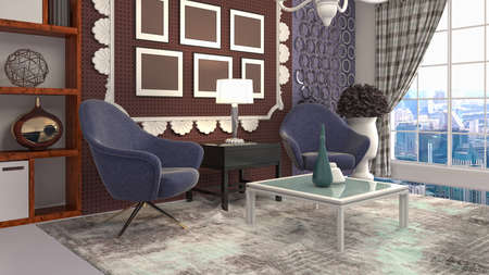 Interior of the living room. 3D illustration.の写真素材