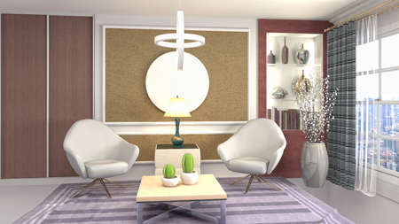 Interior of the living room. 3D illustration.の写真素材