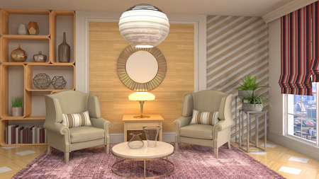 Interior of the living room. 3D illustration.の写真素材