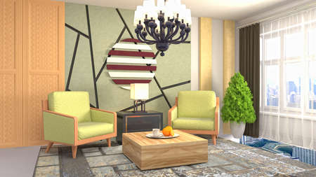 Interior of the living room. 3D illustration.の写真素材