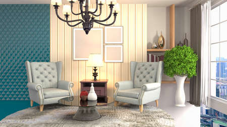 Interior of the living room. 3D illustration.の写真素材