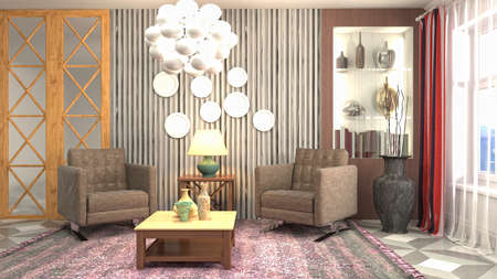 Interior of the living room. 3D illustration.の写真素材