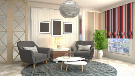 Interior of the living room. 3D illustration.の写真素材
