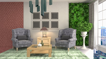 Interior of the living room. 3D illustration.の写真素材