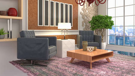Interior of the living room. 3D illustration.の写真素材