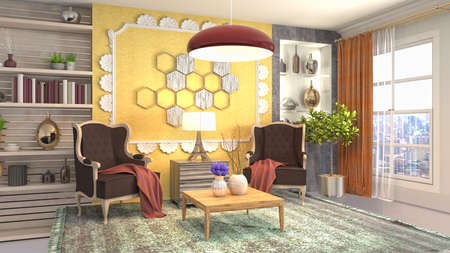 Interior of the living room. 3D illustration.の写真素材