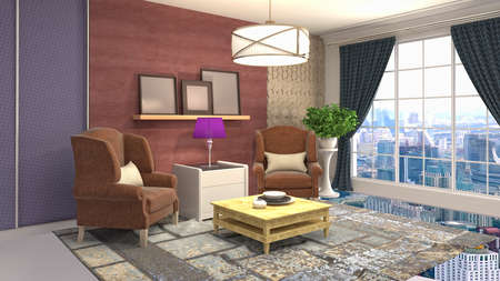 Interior of the living room. 3D illustration.の写真素材