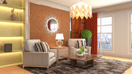 Interior of the living room. 3D illustration.の写真素材