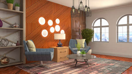 Interior of the living room. 3D illustration.の写真素材