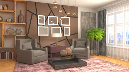 Interior of the living room. 3D illustration.の写真素材