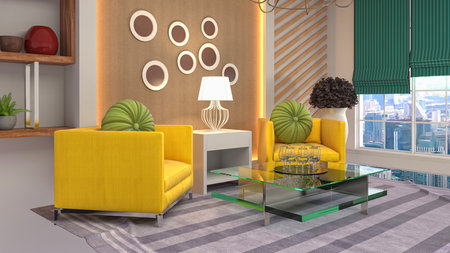 Interior of the living room. 3D illustration.の写真素材