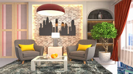 Interior of the living room. 3D illustration.の写真素材