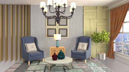 Interior of the living room. 3D illustration.の写真素材