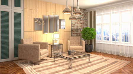 Interior of the living room. 3D illustration.の写真素材