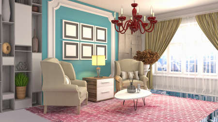 Interior of the living room. 3D illustration.の写真素材