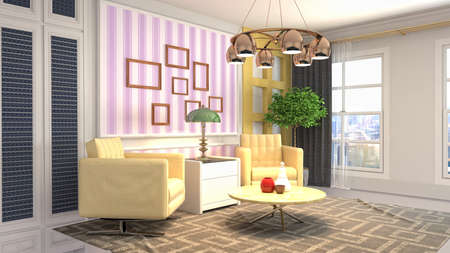 Interior of the living room. 3D illustration.の写真素材
