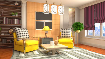 Interior of the living room. 3D illustration.の写真素材