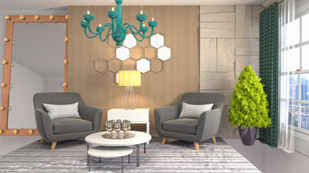 Interior of the living room. 3D illustration.の写真素材