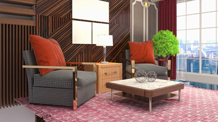 Interior of the living room. 3D illustration.の写真素材