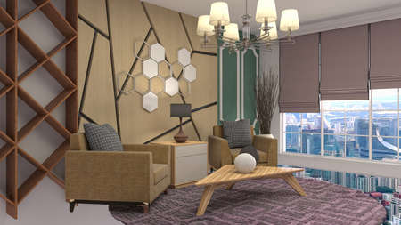 Interior of the living room. 3D illustration.の写真素材