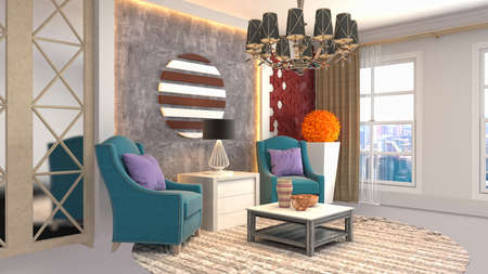 Interior of the living room. 3D illustration.の写真素材