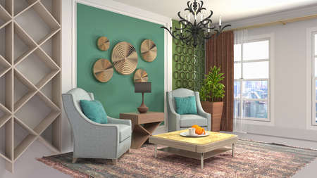 Interior of the living room. 3D illustration.の写真素材
