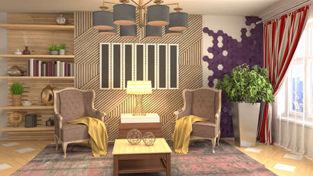 Interior of the living room. 3D illustration.の写真素材