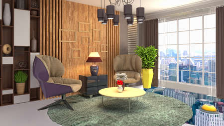 Interior of the living room. 3D illustration.の写真素材